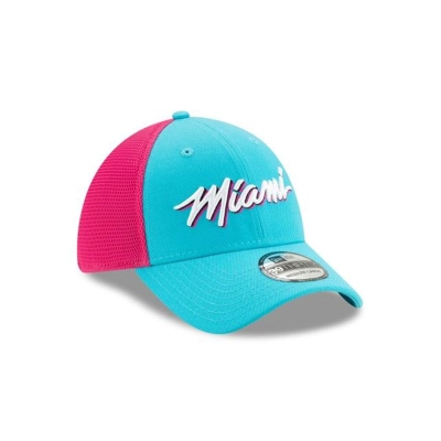 Blue Miami Heat Hat - New Era NBA 2019 NBA Authentics City Series 39THIRTY Stretch Fit Caps USA0389754